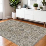 4' X 6' Gray Ivory And Tan Oriental Area Rug