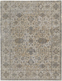 5' X 8' Gray Ivory And Tan Oriental Area Rug