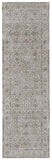 8' Gray Ivory And Tan Oriental Distressed Runner Rug