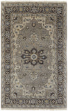 2' X 3' Beige Blue And Gray Wool Medallion Hand Knotted Area Rug