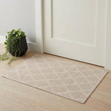 2' X 3' Ivory And Tan Geometric Stain Resistant Area Rug