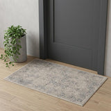 2' X 3' Ivory Gray And Black Abstract Stain Resistant Area Rug