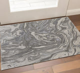 2' X 3' Gray Ivory And Silver Abstract Area Rug