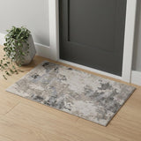 2' X 3' Ivory And Gray Abstract Stain Resistant Area Rug
