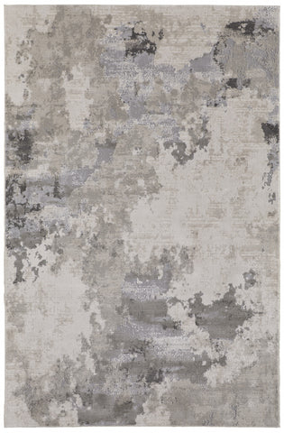 8' X 10' Ivory Striped Washable Indoor Outdoor Area Rug