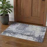 2' X 3' Blue Gray And Ivory Abstract Hand Woven Area Rug