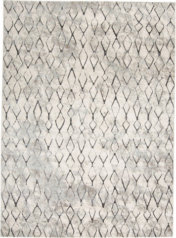 2' X 3' Gray And Ivory Geometric Area Rug