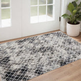 2' X 3' Gray And Ivory Geometric Area Rug