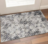 2' X 3' Gray And Ivory Geometric Area Rug