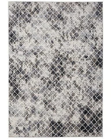 2' X 3' Gray And Ivory Geometric Area Rug