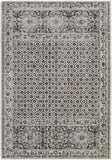 6' X 9' Blue And Ivory Damask Distressed Area Rug