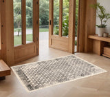 2' X 3' Ivory And Black Abstract Geometric Area Rug