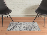 2' X 3' Taupe Gray And Ivory Abstract Stain Resistant Area Rug