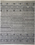 2' X 3' Gray and Ivory Geometric Hand Knotted Area Rug