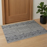 2' X 3' Gray and Ivory Geometric Hand Knotted Area Rug