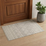 2' X 3' Gray and Ivory Geometric Hand Knotted Area Rug