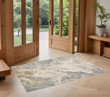 2' X 3' Ivory Tan And Gray Abstract Area Rug