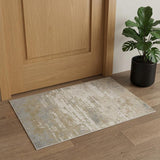 2' X 3' Ivory Gold And Gray Abstract Stain Resistant Area Rug