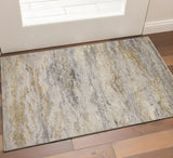 2' X 3' Gold Gray And Ivory Abstract Area Rug