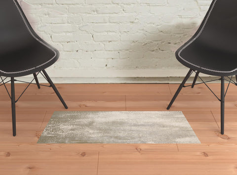 2' X 3' Gold Gray And Ivory Abstract Area Rug