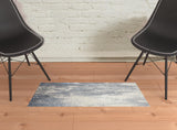2' X 3' Ivory Gray And Blue Abstract Area Rug