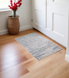2' X 3' Ivory Gray And Blue Abstract Area Rug