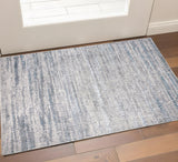 2' X 3' Ivory Gray And Blue Abstract Area Rug