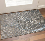 2' X 3' Blue And Gray Geometric Area Rug