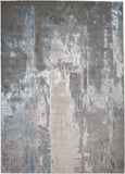2' X 3' Gray Ivory And Blue Abstract Area Rug