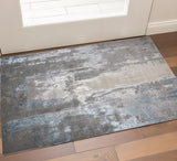 2' X 3' Gray Ivory And Blue Abstract Area Rug