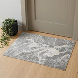 2' X 3' Gray and Ivory Abstract Power Loom Area Rug