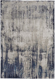 2' X 3' Tan And Blue Abstract Distressed Area Rug