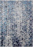 2' X 3' Blue Ivory And Gray Geometric Distressed Area Rug