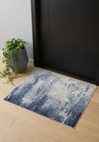 2' X 3' Ivory Blue And Black Abstract Power Loom Distressed Area Rug