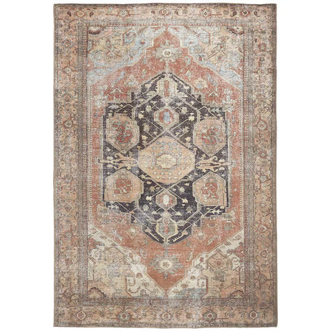 2' X 3' Orange Brown And Taupe Abstract Area Rug