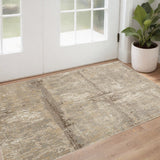 2' X 3' Tan Ivory And Brown Abstract Area Rug