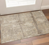 2' X 3' Tan Ivory And Brown Abstract Area Rug