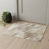 2' X 3' Ivory Tan And Brown Abstract Area Rug