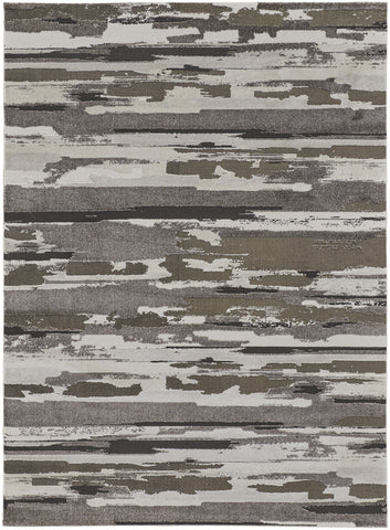 8' X 10' Terra Cotta Copper And Ivory Abstract Washable Indoor Outdoor Area Rug