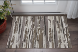 2' X 3' Brown Ivory And Tan Abstract Distressed Area Rug