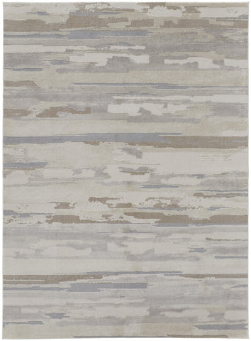 6' X 9' Ivory And Blue Geometric Area Rug
