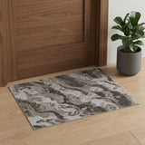 2' X 3' Brown and Ivory Abstract Power Loom Distressed Area Rug