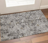 2' X 3' Gray Ivory And Brown Abstract Distressed Area Rug