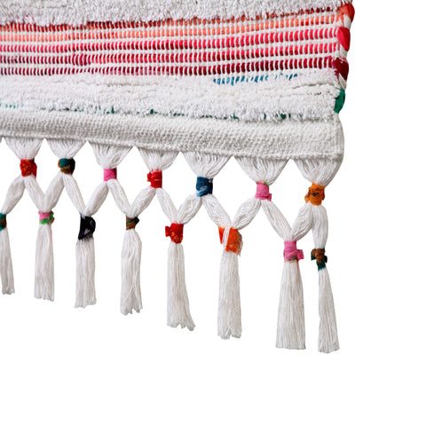 51" X 26" Green Red And White Abstract Wool Hanging Tapestry