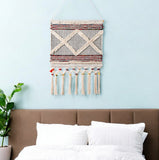 36" X 20" Red And White Geometric Cotton Square Hanging Tapestry