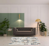 5' X 7' Blue Abstract Area Rug