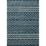 5' X 7' Blue Geometric Washable Area Rug