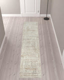 2' X 10' Beige Abstract Distressed Runner Rug