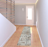 2' X 8' Gray Abstract Distressed Runner Rug