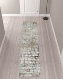 2' X 10' Gray Abstract Distressed Runner Rug